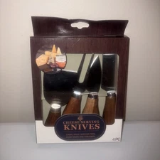 Cheese Serving Knives 4 Piece Chisel, Heart, Thin Knives & Serving Fork New