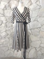 Vintage Phillip Lim 3.1 Striped Midi Silk Dress with Lace Detail | XS to Small 2