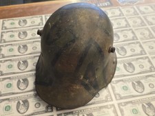 WWI German Model 1916 Helmet W/ Original Camo Paint -Marked GB64