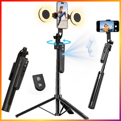 Handystativ 360° Rotation mit Licht 180 cm für Vlog Live Stream Videoaufnahme