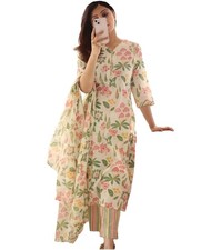 Women's Rayon Blend Straight Printed Kurta with Pant Dupatta