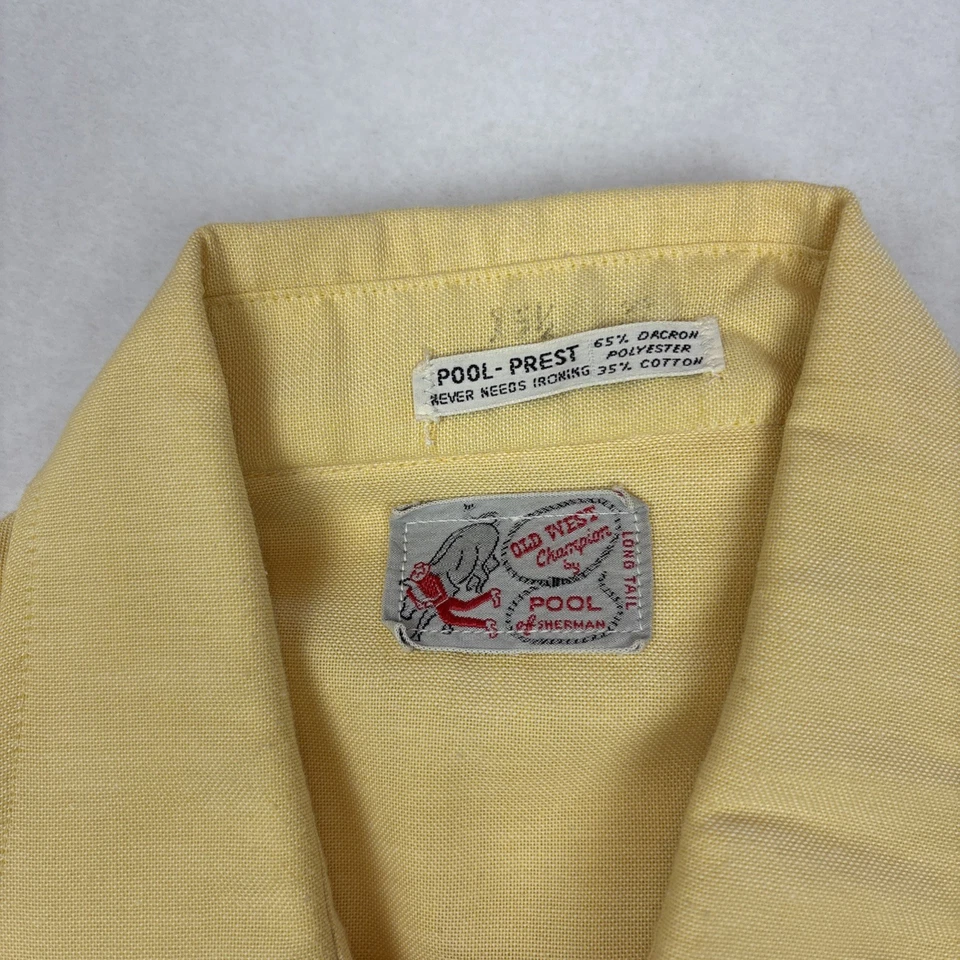 Vintage Western Shirt “Old West Champion By Pool Of Sherman” Yellow Large - Image 3 of 4