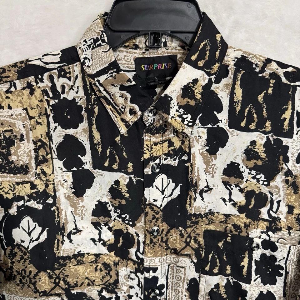 Camisa De Colección Años 90 Seda Con Botones Talla M Dachshund Perro Estampado Novedad Abstracta Foto 2 de 4