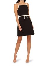 Adrianna Papell Women's Bow Crepe Short Dress, Black/Ivory US