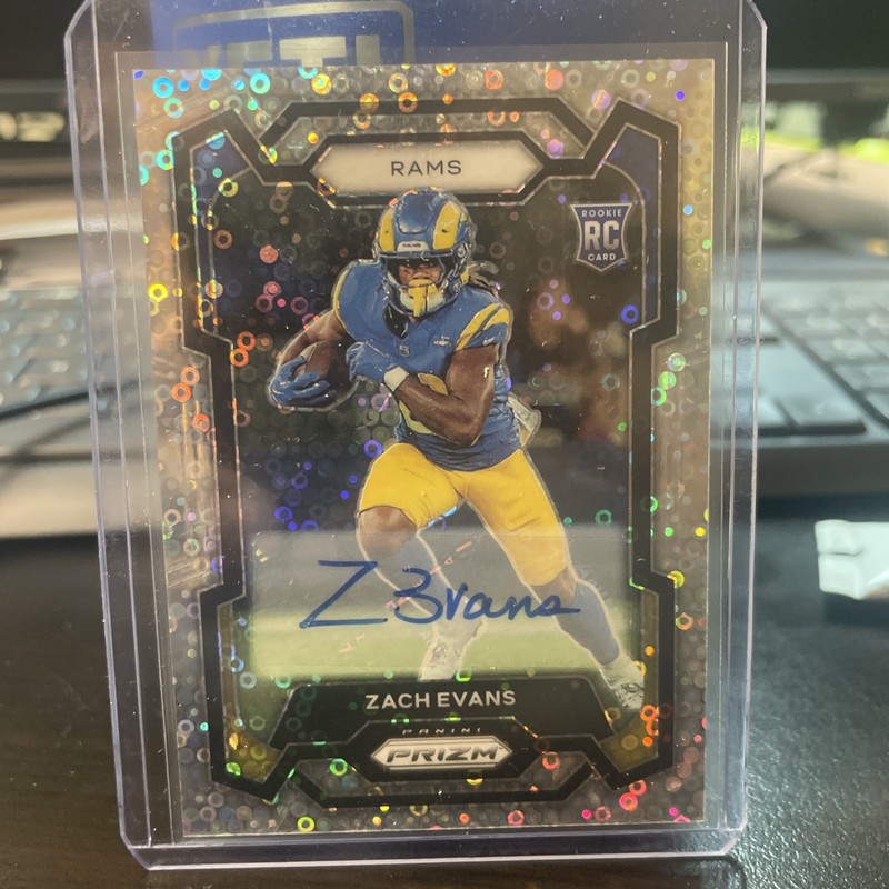 Zach Evans 2023 Panini Prizm Rookie No Huddle Disco Auto 359 Los Angeles Rams
