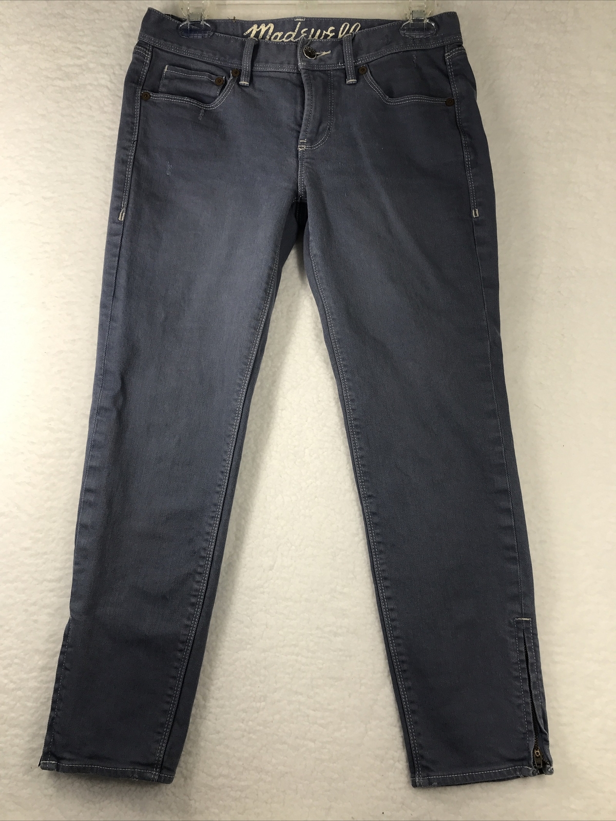 Madewell Womens Grey High Rise Skinny Crop Jeans with Zip Legs Size 27