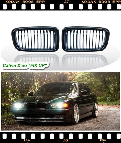 MIT GLOSS BLACK FRONT KIDNEY GRILLE BMW E38 7 SERIES 1995-2001 - Picture 7 of 8