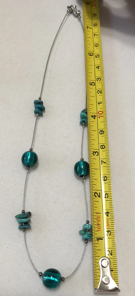 Silpada 925 Sterling Silver Stabilized Turquoise Blue Glass Bead Necklace N2353 - Image 4 of 4