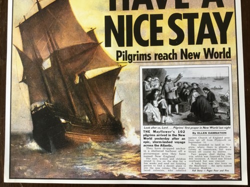 1620 POSTER/NEWSPAPER 1 PAGE : “PILGRIMS REACH THE NEW WORLD ON THE MAYFLOWER” - Picture 7 of 19
