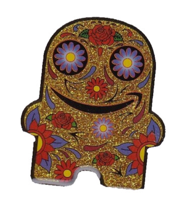 Amazon PECCY Day of the Dead - Dia de los Muertos - Gold Glitter Employee Pin