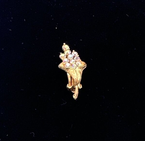 Vintage CORO Textured Lily Clip-On Flowers Earring Signed - GOLD - Costume Jewel - 第 1/8 張圖片