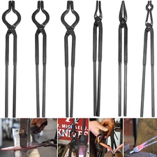 Beginner Blacksmith Tongs Knife Making Metal Forge Blade Flat Wolf Jaw Tool 6PCS