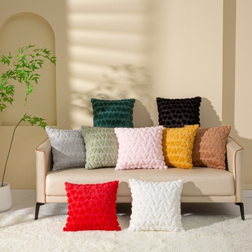 Solid Colour Plush Pillow Cover Love Pillow Shell Valentine's Day