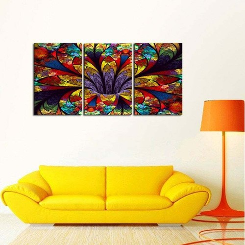 Multi Panel Print Lotus Stained Glass Canvas Flower Cannabis Wall Art 5 Piece - Picture 3 of 11