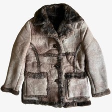 Vintage 90s Women's Schott Sheepskin Leather Shearling Flying Jacket, Sherpa