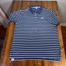 Peter Millar Polo Shirt Mens XL Blue Striped Pinehurst Golf Casual Preppy READ