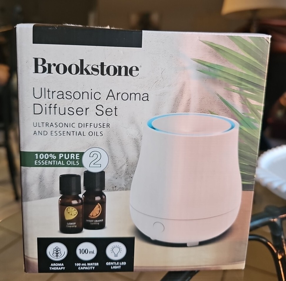 BROOKSTONE ULTRASONIC AROMA DIFFUSER W/ESSENTIAL OILS LEMON & SWEET for ...