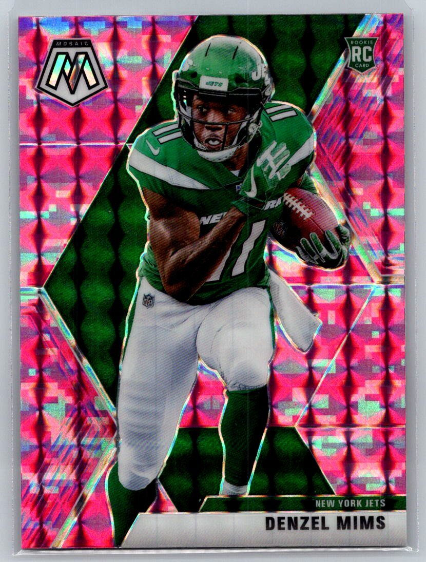 2020  Panini Mosaic #225 Denzel Mims Mosaic Camo Pink RC JETS (B)