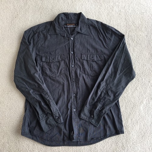 MENS L INDUSTRIE dark grey long sleeve fine stripe SHIRT