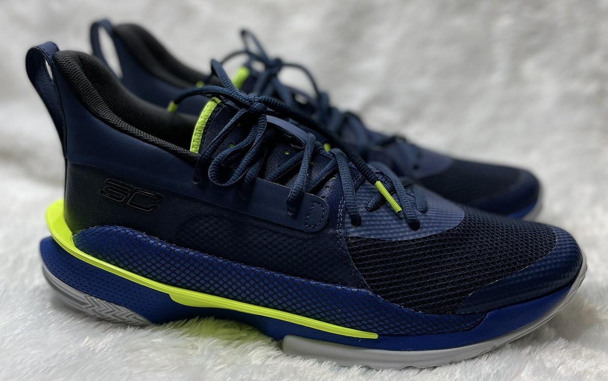 Under Armour Curry 7 Dub Nation Basketball Shoe 3021258-405 Navy/Volt Sz 9.5 New Dub Nation main image 4
