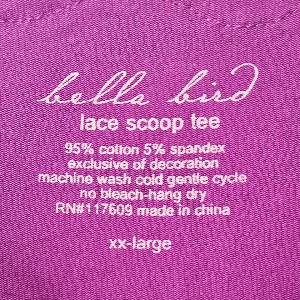 Bella Bird Women Lace Scoop Tee Sleeveless Size XXL Purple Tank Top Cami - Image 4 of 4