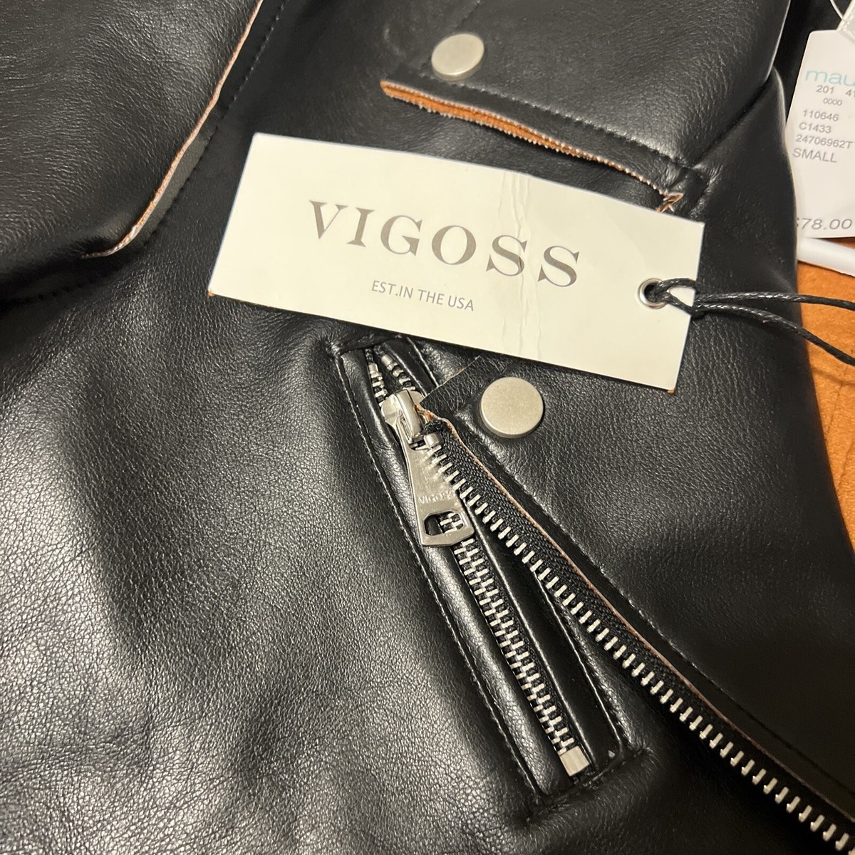 ラン Vigoss Jacket Size S Black Faux Leather Solid Motorcycle Women's