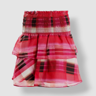 $95 Milly Kids Girl's Red Print-Ruffled Mini Skirt Size 12