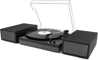 LP&No.1 Bluetooth Vinyl Record Player Bluetooth & Speakers - Black LPSC-008