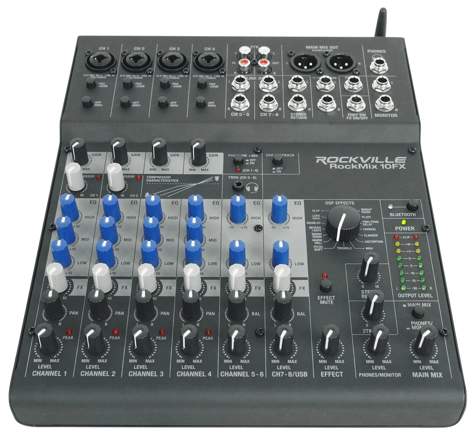 Rockville ROCKMIX 10FX USB Computer Recording Interface Bluetooth Effects Mixer - Image 2 of 4