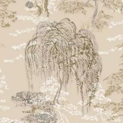 Orientalische Garten Tapete Arthouse Gold Weiß Baum Floral Blume