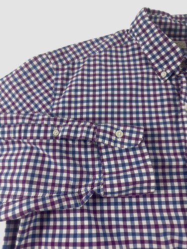 J.Crew Men’s Large 16-16 1/2 Maroon Gingham Dress Shirt Long Sleeve Button Down - Picture 6 of 10