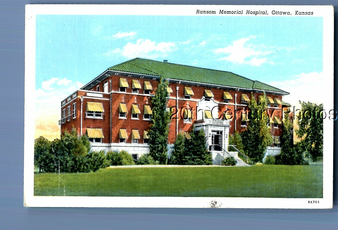 COLOR POSTCARD L_2196 RANSOM MEMORIAL HOSPITAL IN OTTAWA KANSAS eBay