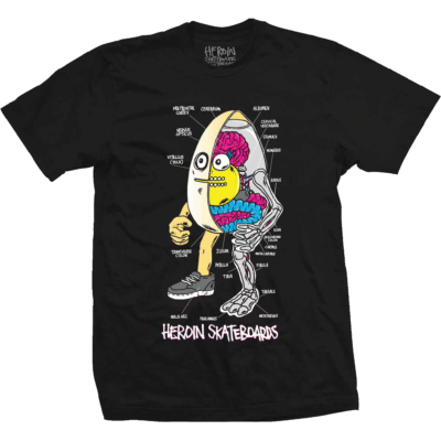 Heroin Skateboards Anatomy Of An Egg Black T-Shirt | eBay