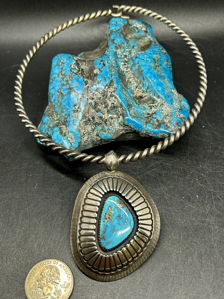 Museum Piece Navajo LEE YAZZIE Sterling & Morenci Turquoise Choker