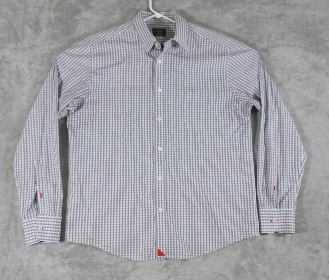 Untuckit Shirt Men's Large Button Up Long Sleeve Brown Check