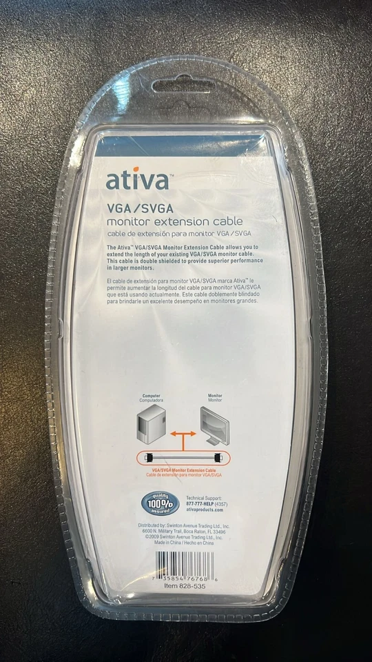 Ativa VGA/SVGA Monitor Cable 6 Feet HDB 15 Male/ HDB Male - Image 2 of 4