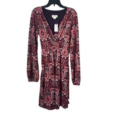 Anthro Maeve paisley belted dress size S retro elegant faux wrap fit & flare