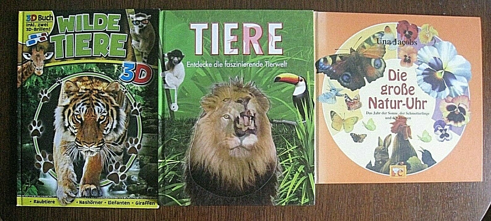 Entdecke die faszinierende Tierwelt, wilde Tiere, große Natur-Uhr, drei Bücher - Martin Walters