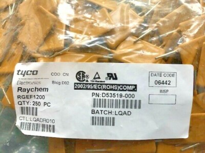 100 Stück Sicherung RGEF1200 Tyco Electronics D53519-000 PTC RESET FUSE 16V 12A 