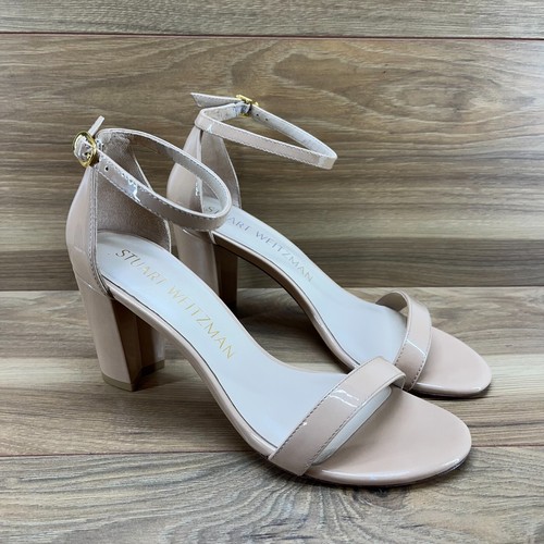 Stuart Weitzman Heels 8.5 M Patent Leather Beige Nude Nudistcurve Ankle Strap