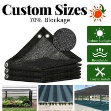 70% Black Shade Cloth,UV Resistant Netting with Upgrade Grommets for Plant Cover