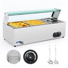 3-Pan Commercial Food Warmer Electric Steam Table Countertop Buffet Bain Marie