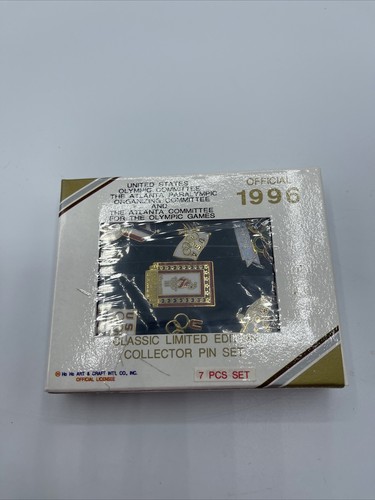 1996 ATLANTA OLYMPIC GAMES OFFICIAL CLASSIC COLLECTOR PIN SET 7 Pcs "NEW IN BOX" - Picture 2 of 9