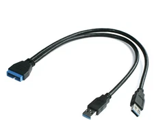Cavo adattatore USB 3.0 2 connettori USB A 19 poli connettore palo scheda madre PC interno