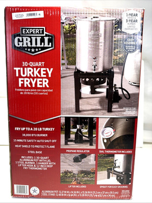 Expert Grill 30 Qt Turkey Fryer Propane 38,000 BTU Aluminum Pot Kit NIB