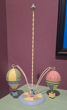  RARE Hot Air Balloon Aircraft Model Set w/ Stand/Base, 2 Balloons Pastel, 6"