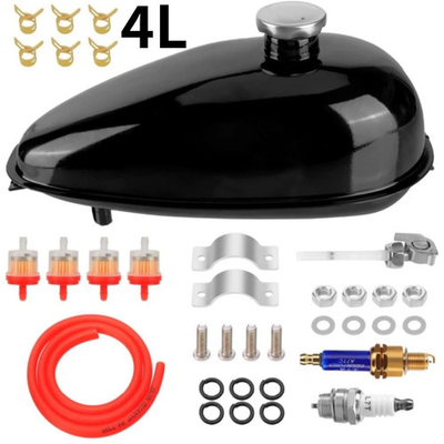 #ad #ad 4L Metal Fuel Petrol Tank W Cap For 2 Stroke 49 80cc Motorized Bike Motorcycle $29.93