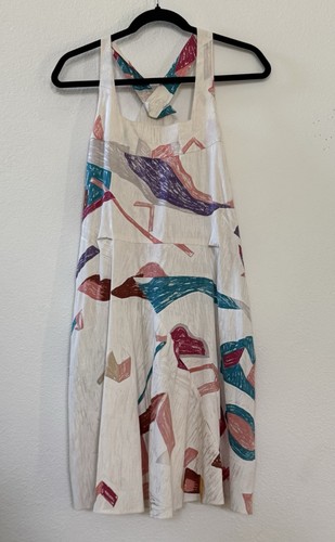 Chloé, Chloe Vintage 100% Silk Abstract Print A-Line Dress FR 36 US 4 Made in France
