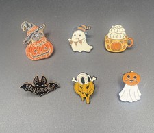 Cute Halloween/Fall Enamel Pin Lot of 6 Pumpkins, Ghost, Bat, Black Cat