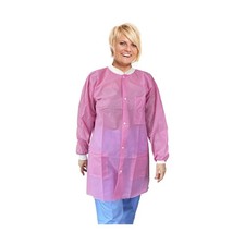 EZGOODZ Light Pink Disposable Lab Coats for Adults, X-Large. 10 Pack Medical ...